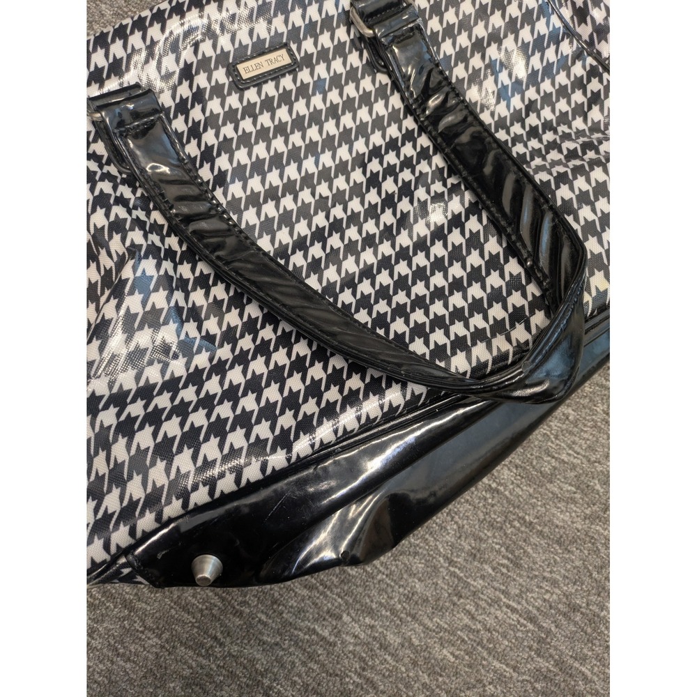 Ellen Tracy Houndstooth Travel Weekender Bag Black and White 20x14 - Picture 4 of 10
